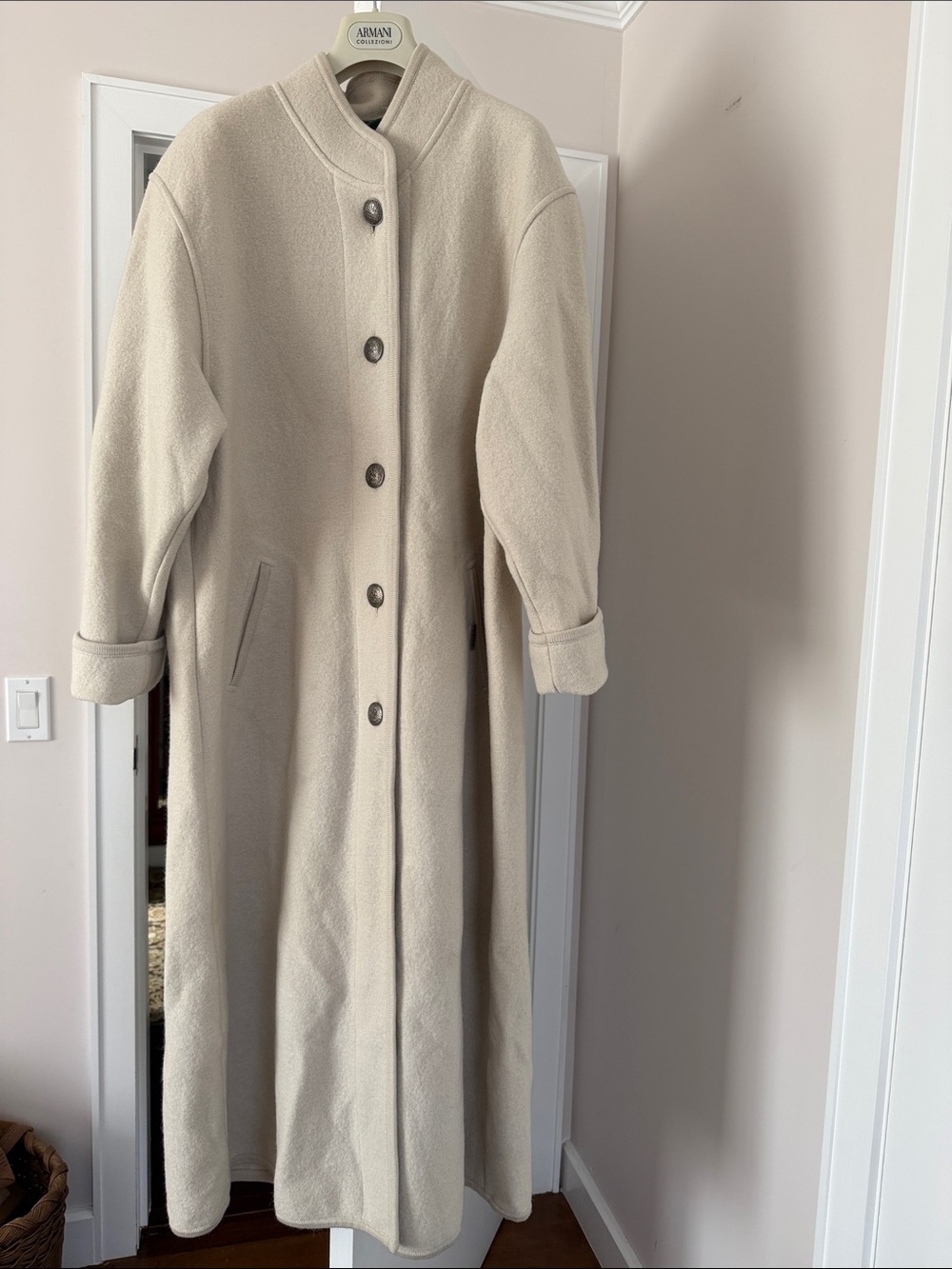 Geiger Boiled Wool Long Sweater oversized Coat Jacket cream Size 38